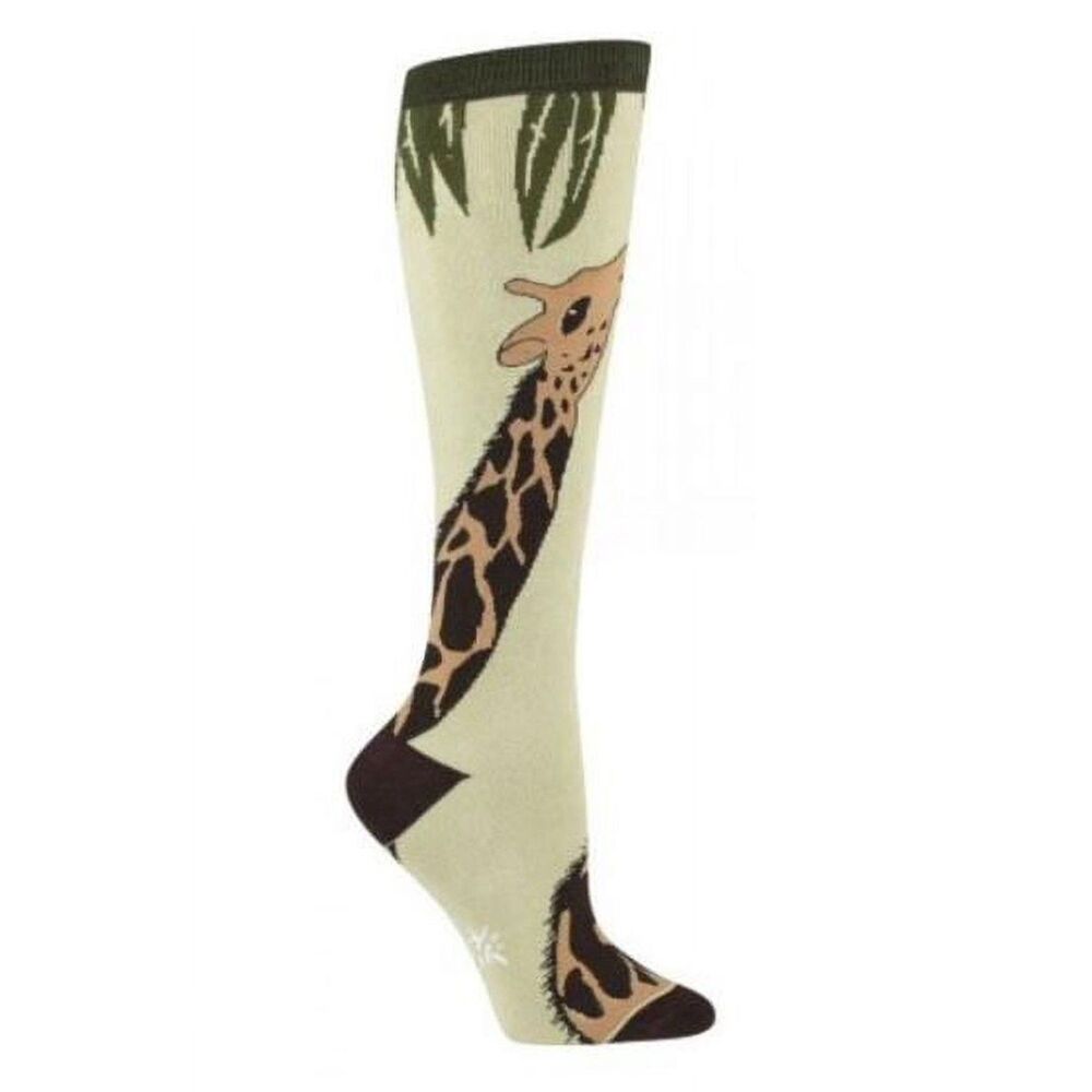 Sock It To Me Giraffe Knee High Socks Green Brown Animal NWT Style G0118